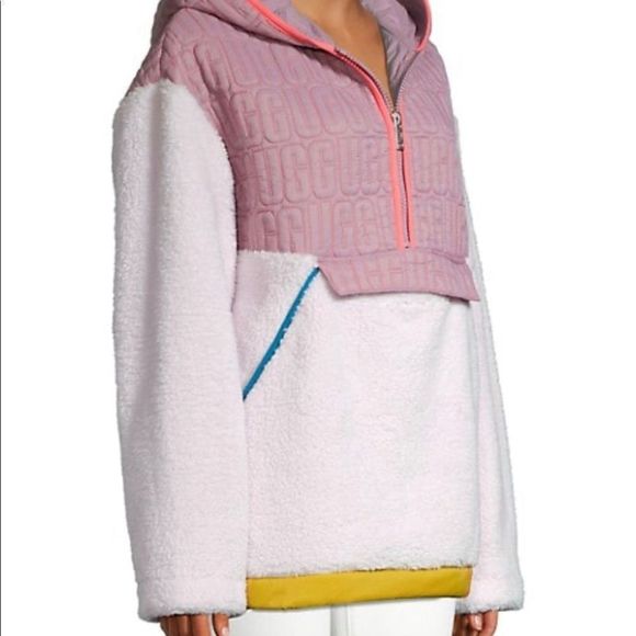 UGG NWT Iggy Sherpa Half-Zip Pullover Pink Salt - Picture 7 of 9